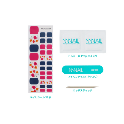 "ネイル　ジェルネイルシール　ジェルネイル　セルフネイル
フットネイル　ペディキュア　サマーネイル　夏　水に強い　立体感　デザインネイル
ピンク　ネイビー　花模様　花柄　華やか　甘い　カジュアル"