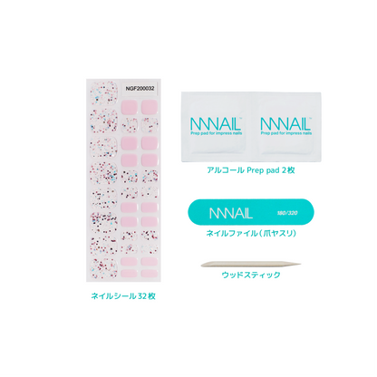 "ネイル　ジェルネイルシール　ジェルネイル　セルフネイル
フットネイル　ペディキュア　サマーネイル　夏　水に強い　立体感　デザインネイル
透明　ピンクラメ　きらめき　ミルキーピンク　華やか　遊び心"